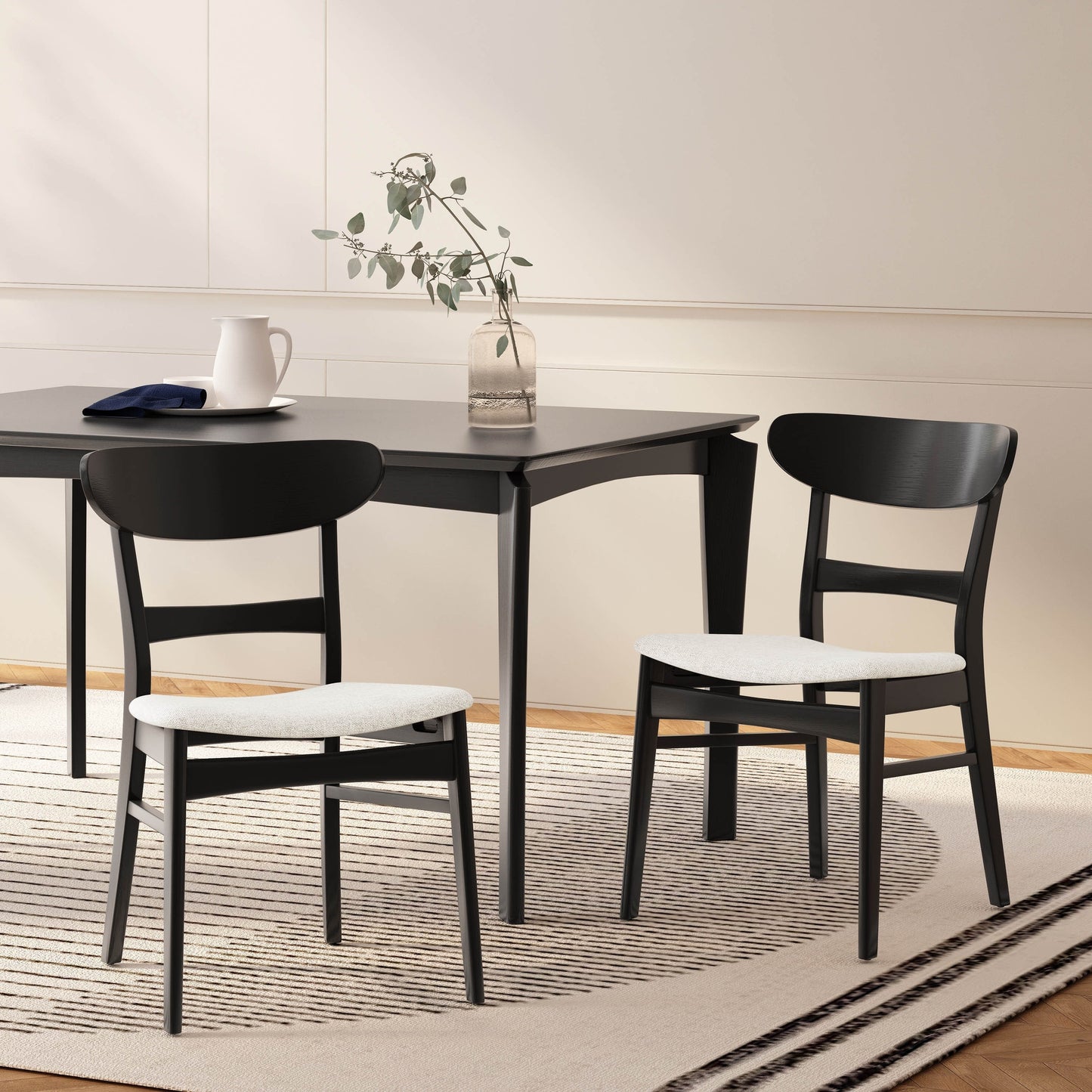 Chaise de salle à manger Abrielle en bois d'acacia rembourré, style moderne du milieu du siècle, par Christopher Knight Home (lot de 2)