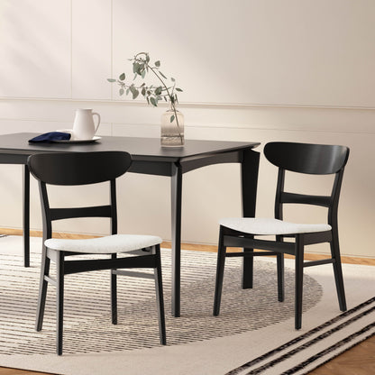 Chaise de salle à manger Abrielle en bois d'acacia rembourré, style moderne du milieu du siècle, par Christopher Knight Home (lot de 2)