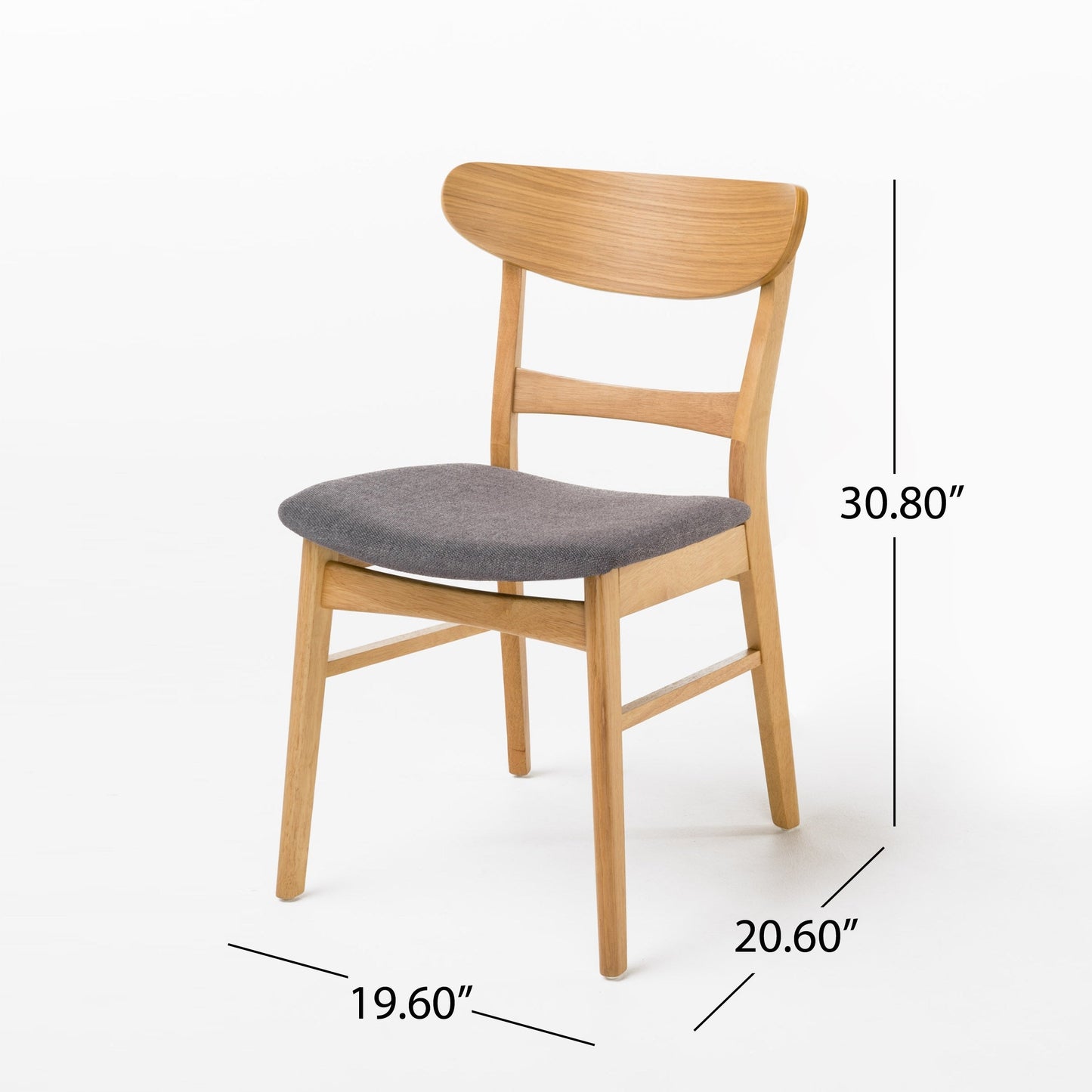 Chaise de salle à manger Abrielle en bois d'acacia rembourré, style moderne du milieu du siècle, par Christopher Knight Home (lot de 2)