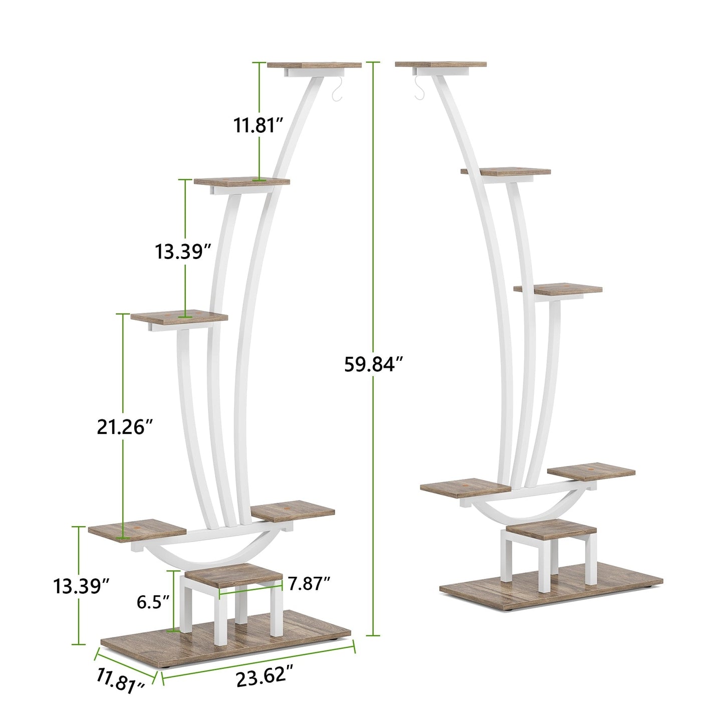Support pour plantes d'intérieur, étagère à fleurs à 6 niveaux pour jardin à domicile - Lot de 2
