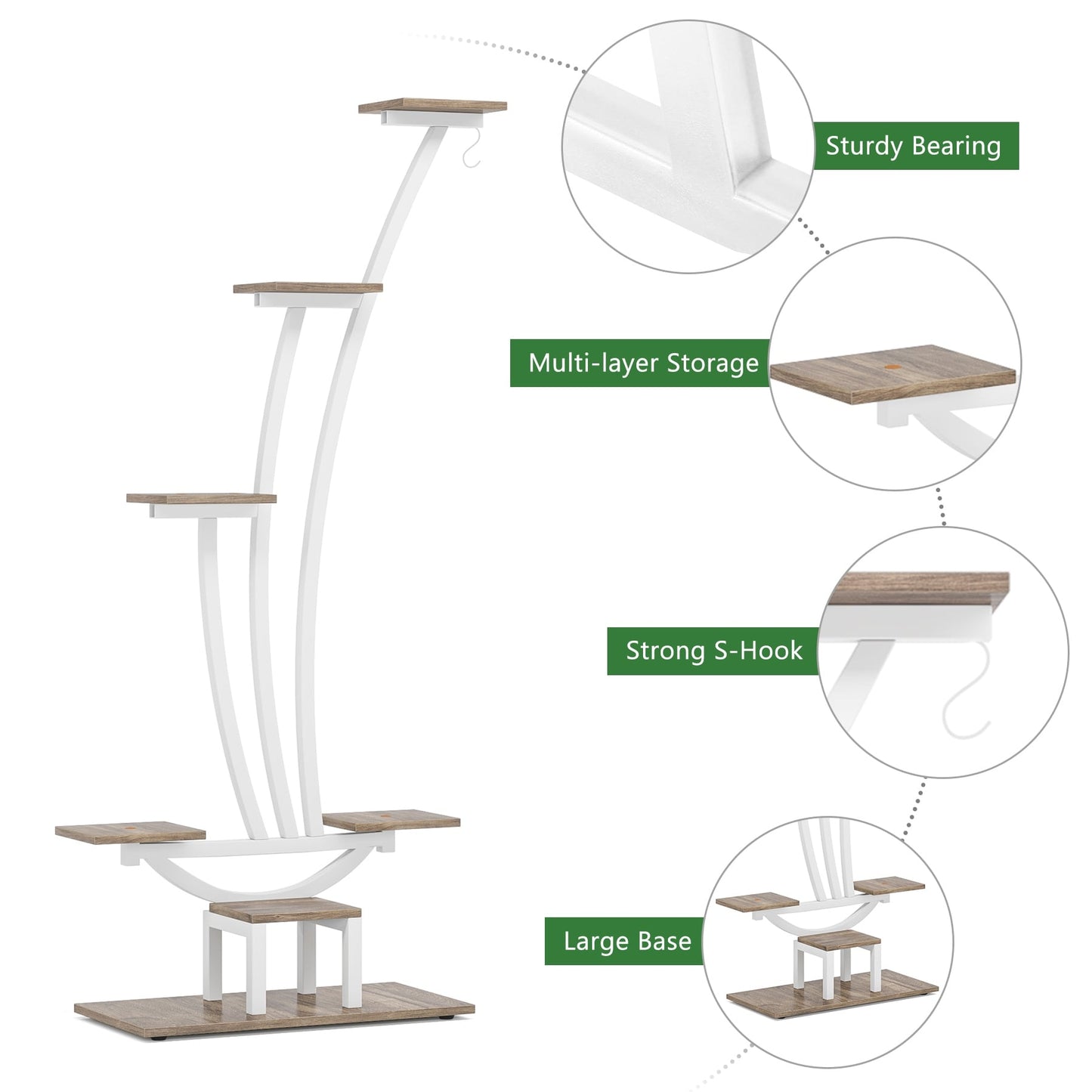 Support pour plantes d'intérieur, étagère à fleurs à 6 niveaux pour jardin à domicile - Lot de 2