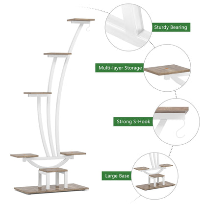 Support pour plantes d'intérieur, étagère à fleurs à 6 niveaux pour jardin à domicile - Lot de 2