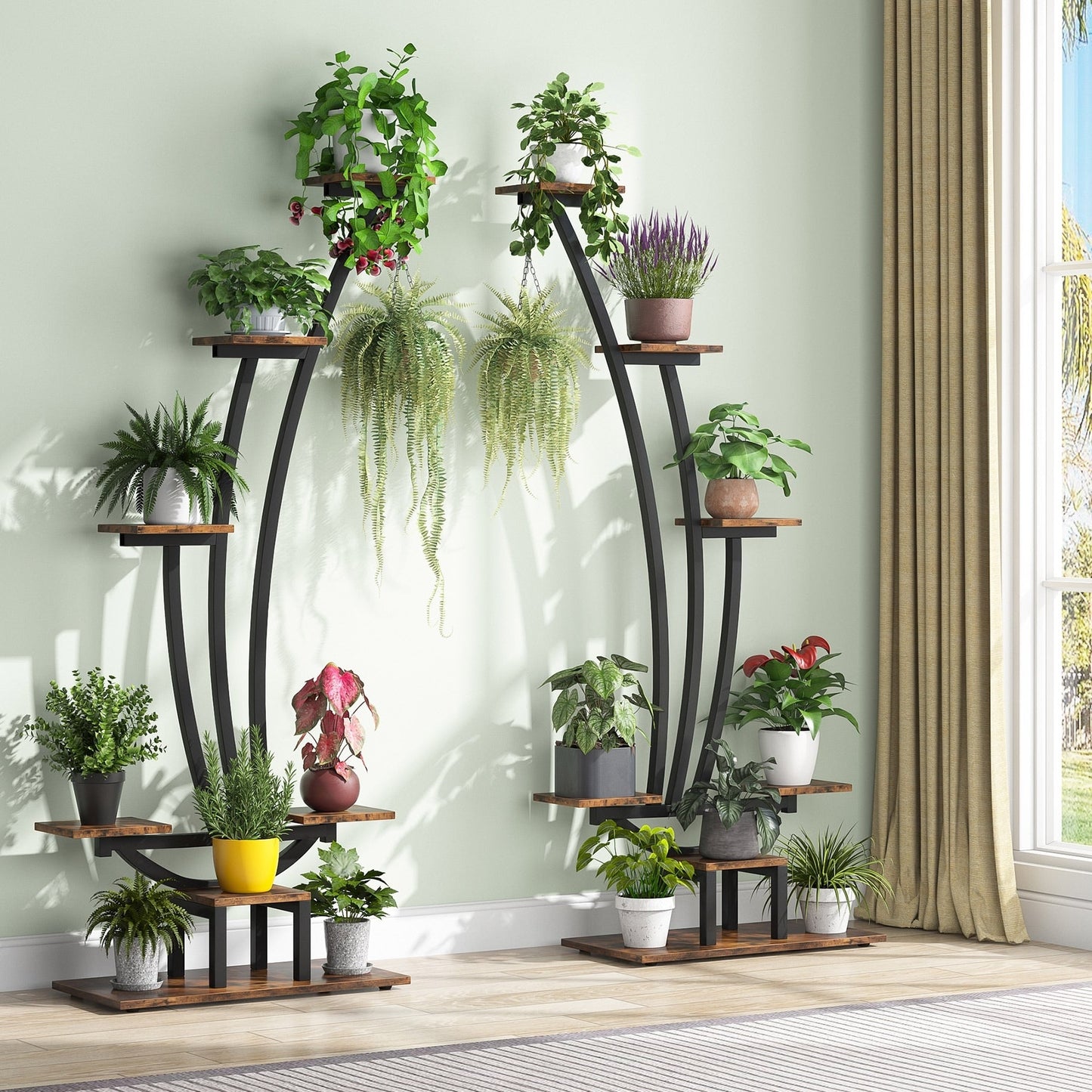 Support pour plantes d'intérieur, étagère à fleurs à 6 niveaux pour jardin à domicile - Lot de 2