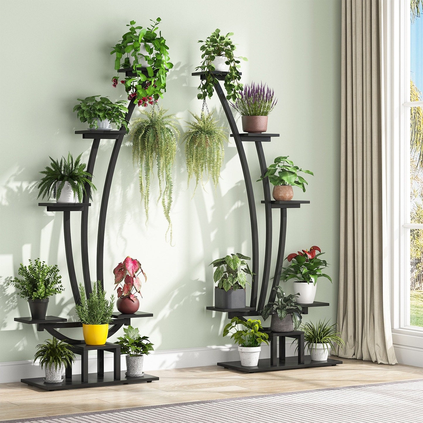 Support pour plantes d'intérieur, étagère à fleurs à 6 niveaux pour jardin à domicile - Lot de 2
