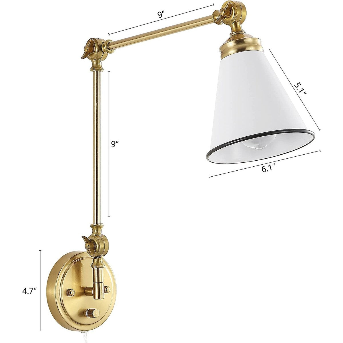 WINGBO Industrial Swing Arm Wall Sconce with Metal Shade,2-Pack...