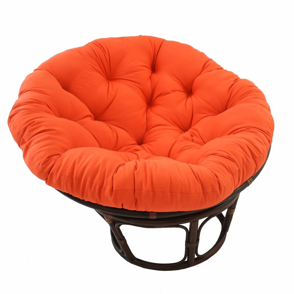 Fauteuil Papasan en rotin Bali de 107 cm avec coussin en toile twill