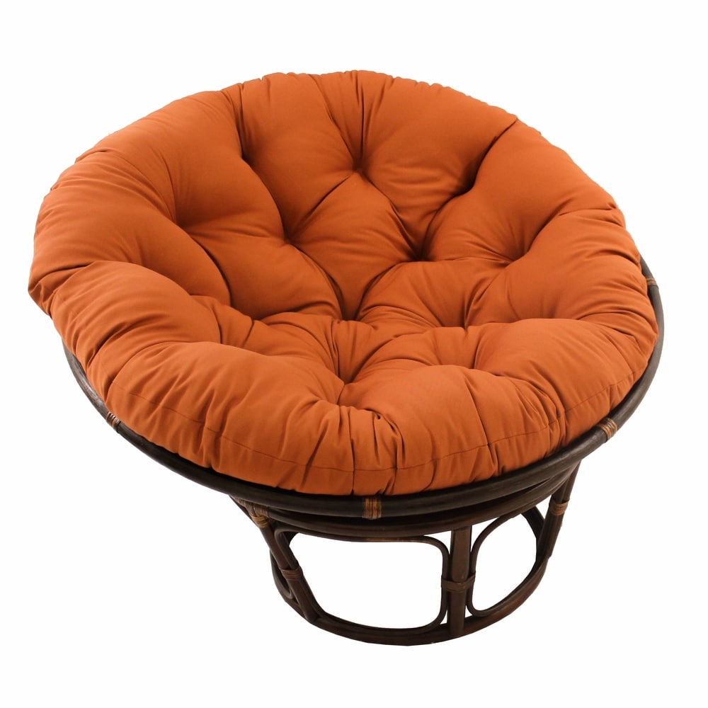 Fauteuil Papasan en rotin Bali de 107 cm avec coussin en toile twill