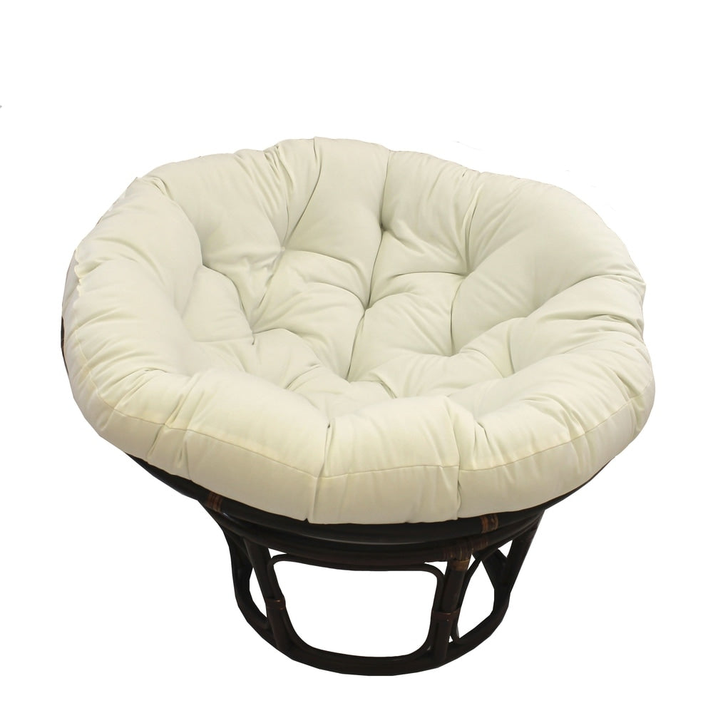 Fauteuil Papasan en rotin Bali de 107 cm avec coussin en toile twill