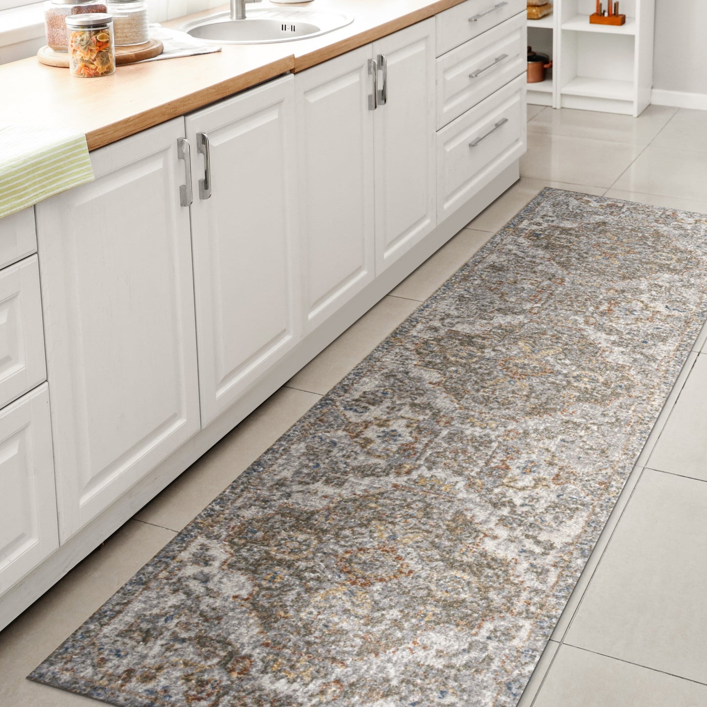 JONATHAN Y Brandy Bohemian Medallion Low-Pile Machine-Washable Cream/Terra Area Rug