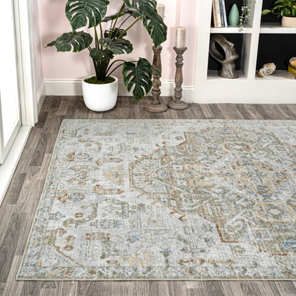 JONATHAN Y Brandy Bohemian Medallion Low-Pile Machine-Washable Cream/Terra Area Rug