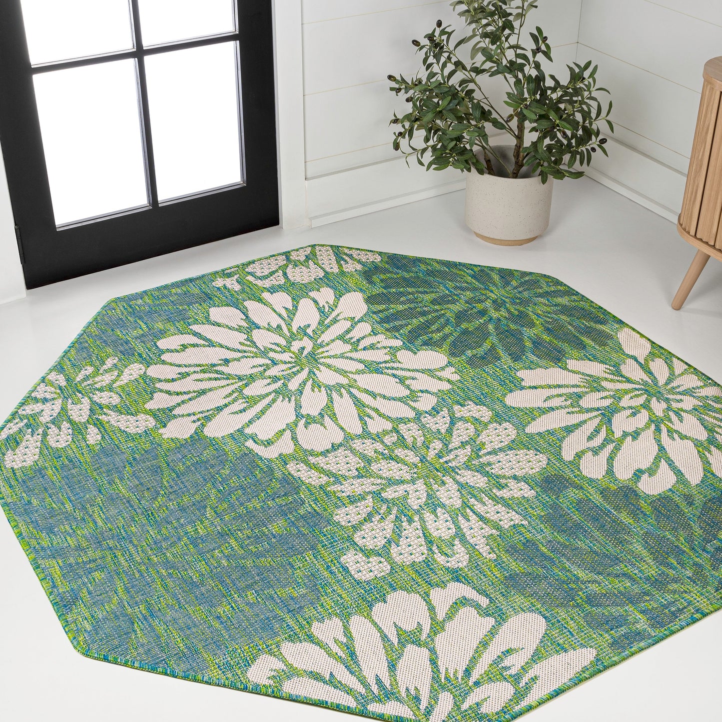 JONATHAN Y Floral Textured Weave Indoor/Outdoor Area Rug