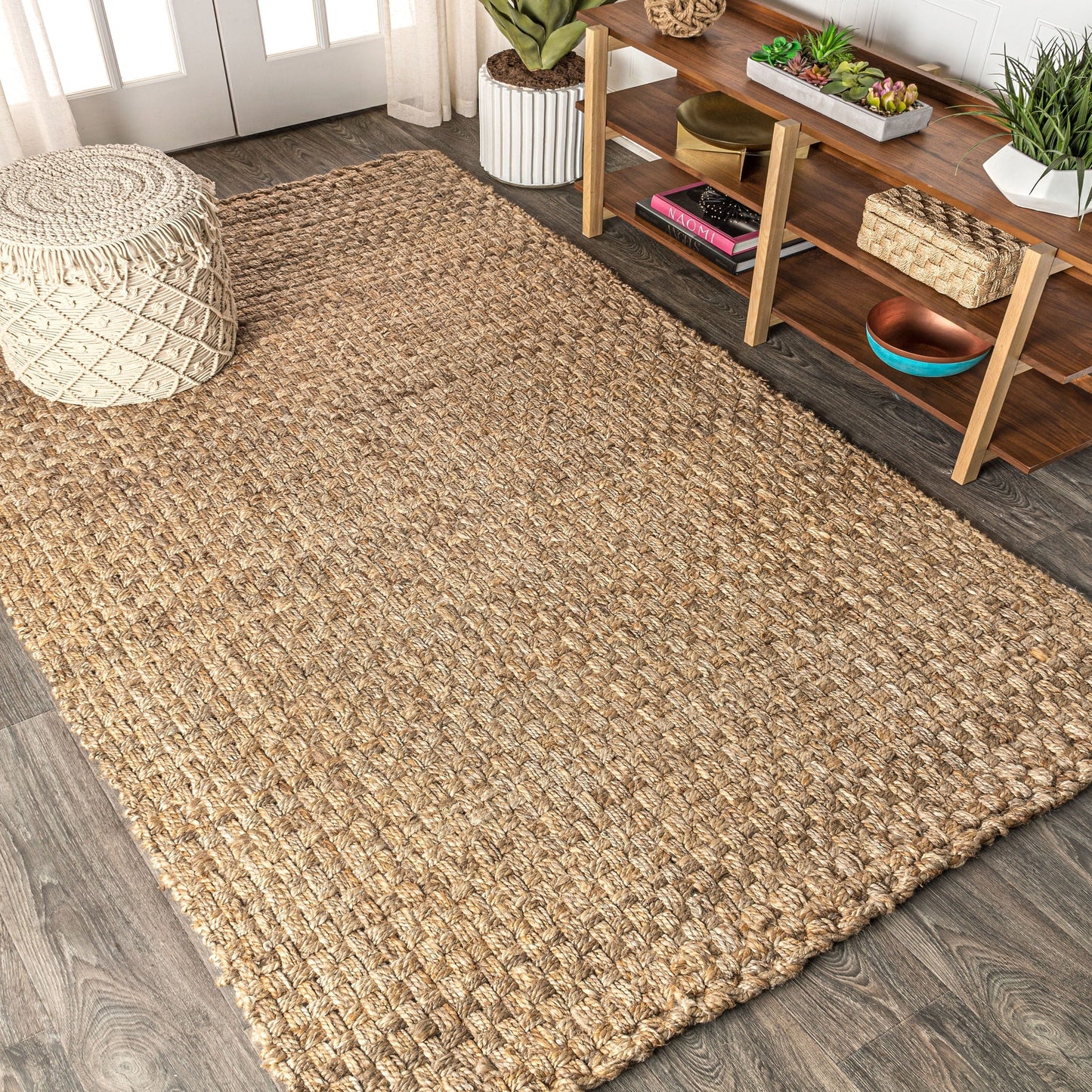 JONATHAN Y Hiro Hand Woven Boucle Chunky Jute Area Rug