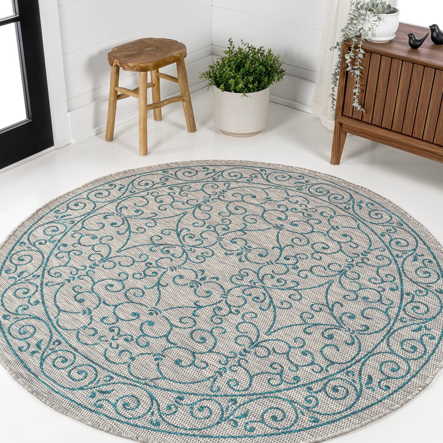 JONATHAN Y Filigree Textured Weave Indoor/Outdoor Area Rug