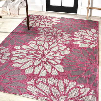 JONATHAN Y Floral Textured Weave Indoor/Outdoor Area Rug