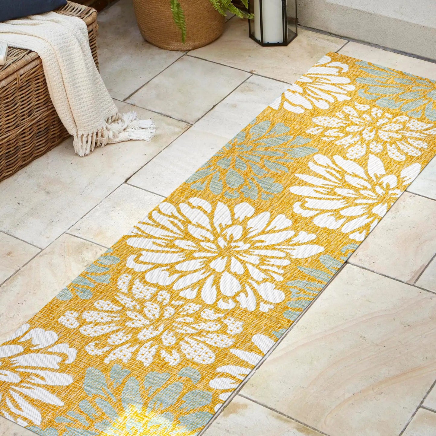 JONATHAN Y Floral Textured Weave Indoor/Outdoor Area Rug