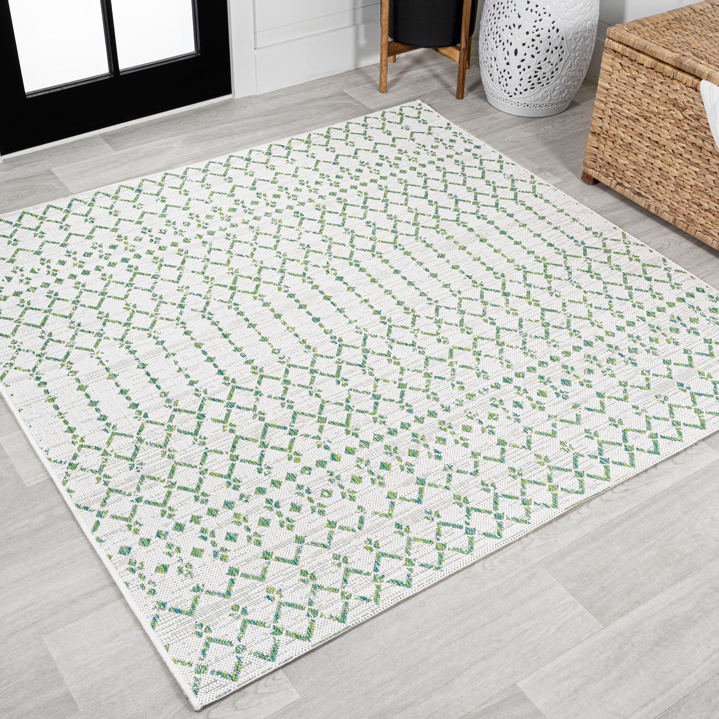 JONATHAN Y Trebol Moroccan Geometric Textured Weave Indoor/Outdoor Area Rug