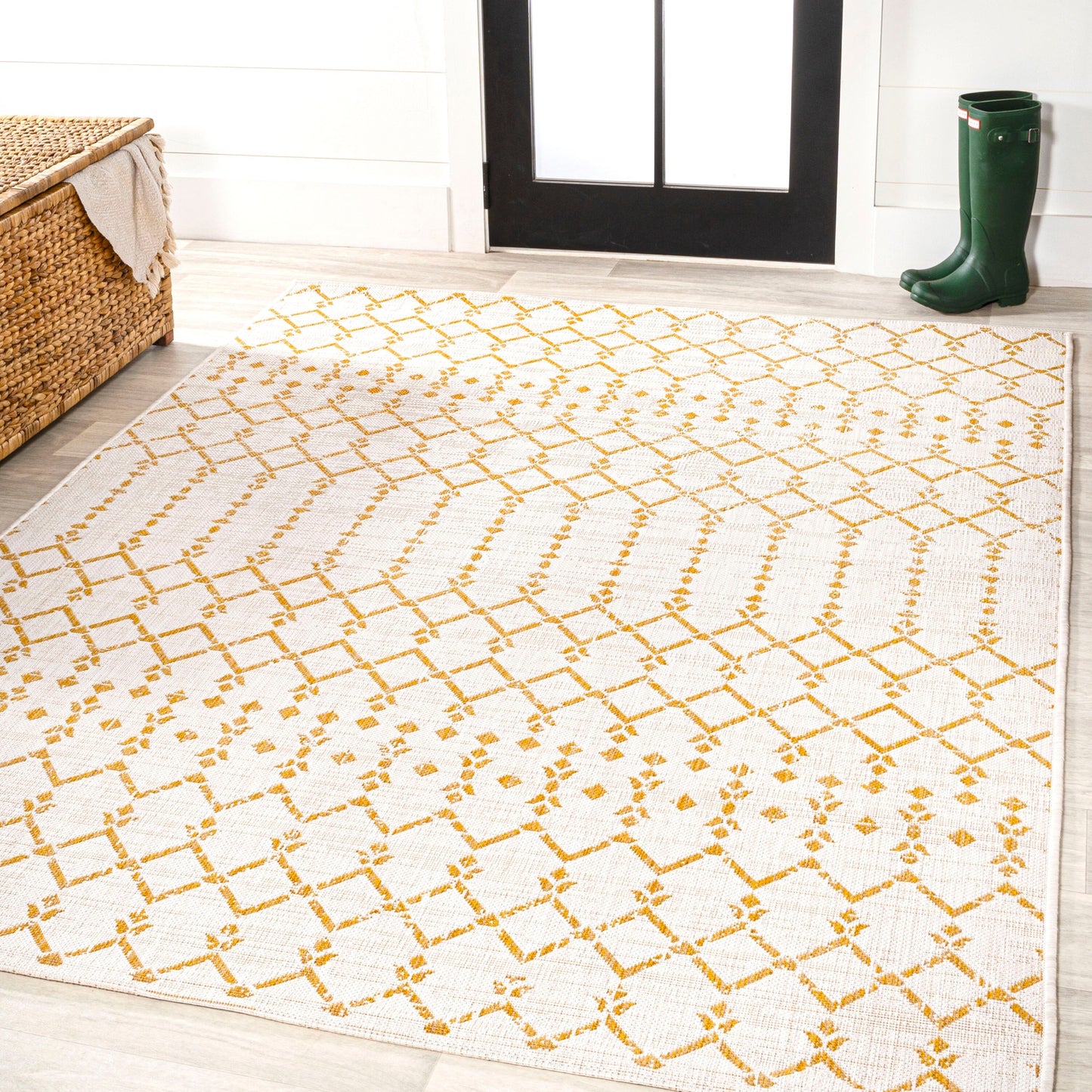 JONATHAN Y Trebol Moroccan Geometric Textured Weave Indoor/Outdoor Area Rug