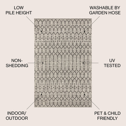 JONATHAN Y Trebol Moroccan Geometric Textured Weave Indoor/Outdoor Area Rug