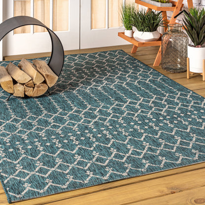 JONATHAN Y Trebol Moroccan Geometric Textured Weave Indoor/Outdoor Area Rug