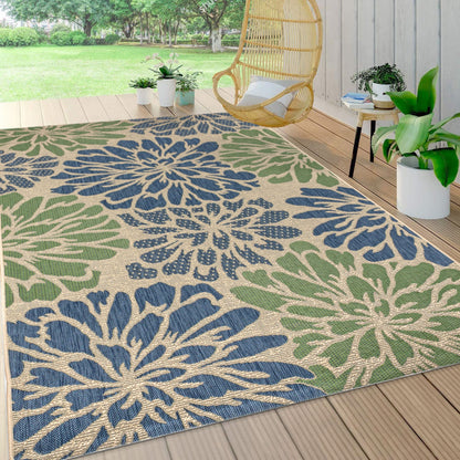JONATHAN Y Floral Textured Weave Indoor/Outdoor Area Rug