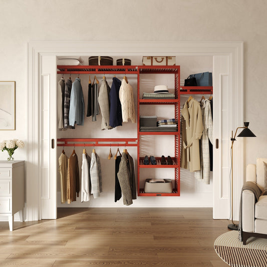 John Louis Home Système de dressing simple en bois massif, couleur acajou rouge