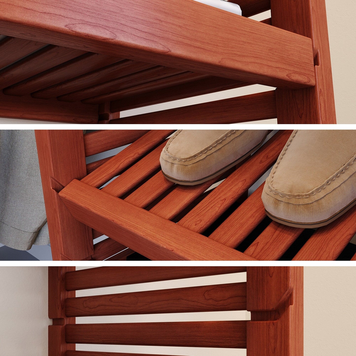 John Louis Home Système de dressing simple en bois massif, couleur acajou rouge