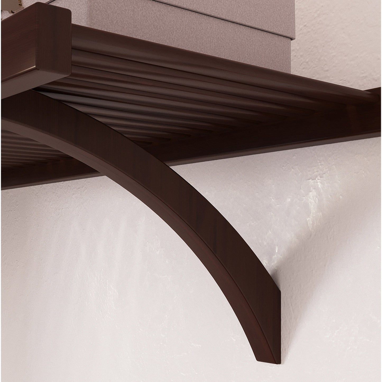 Système de rangement à l'intérieur d'un placard en bois massif John Louis Home, modèle Simplicity, couleur espresso.