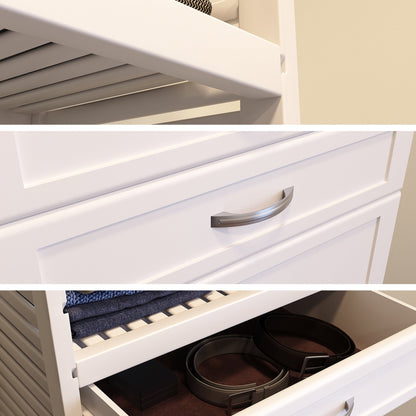 Système de placard à armoire en bois massif John Louis Home avec 3 tiroirs, blanc.