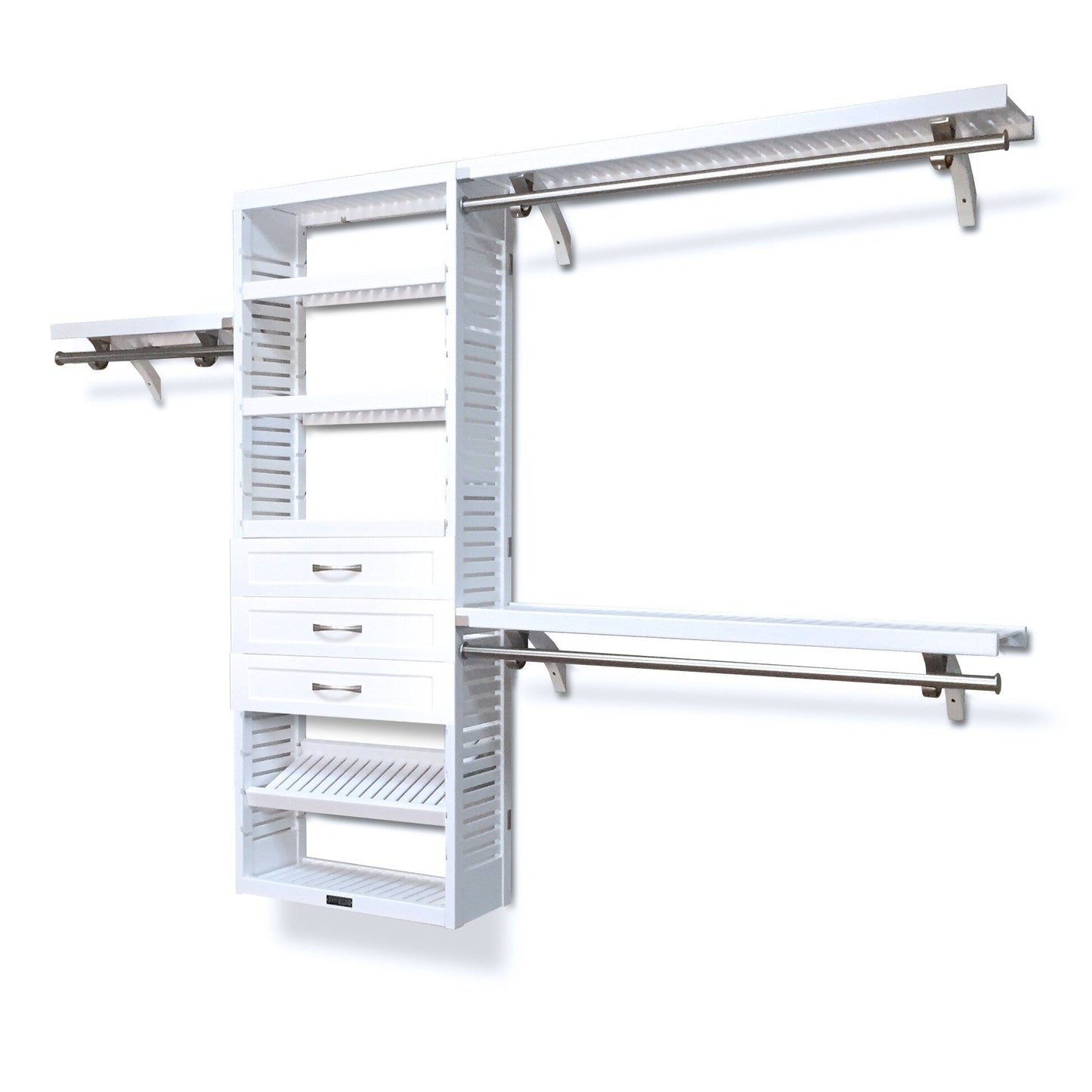 Système de placard à armoire en bois massif John Louis Home avec 3 tiroirs, blanc.