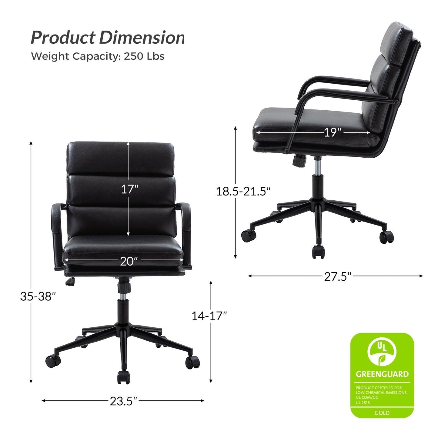 Chaise de bureau moderne en simili cuir Joseph avec verrouillage d'inclinaison et basculement central de HULALA HOME