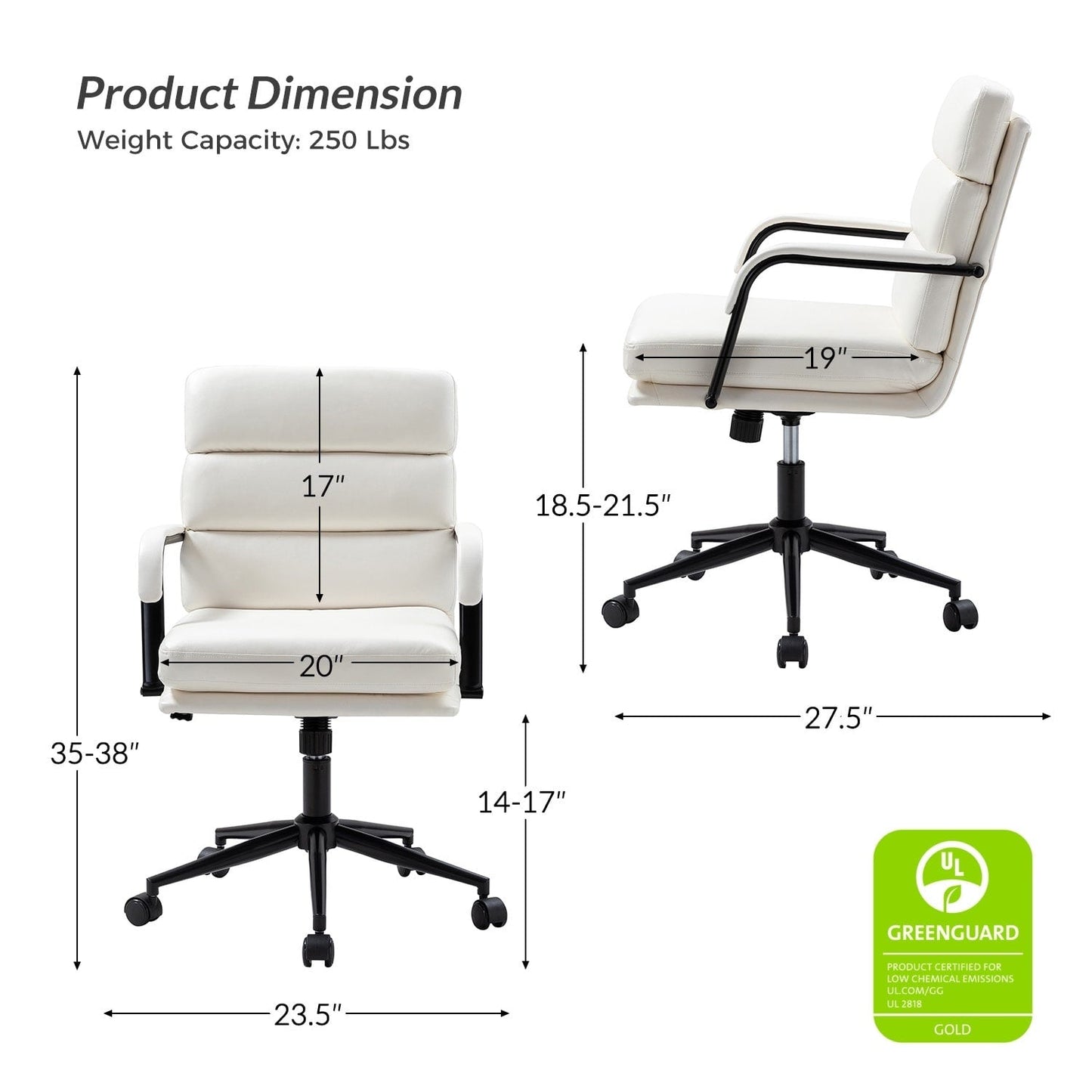 Chaise de bureau moderne en simili cuir Joseph avec verrouillage d'inclinaison et basculement central de HULALA HOME