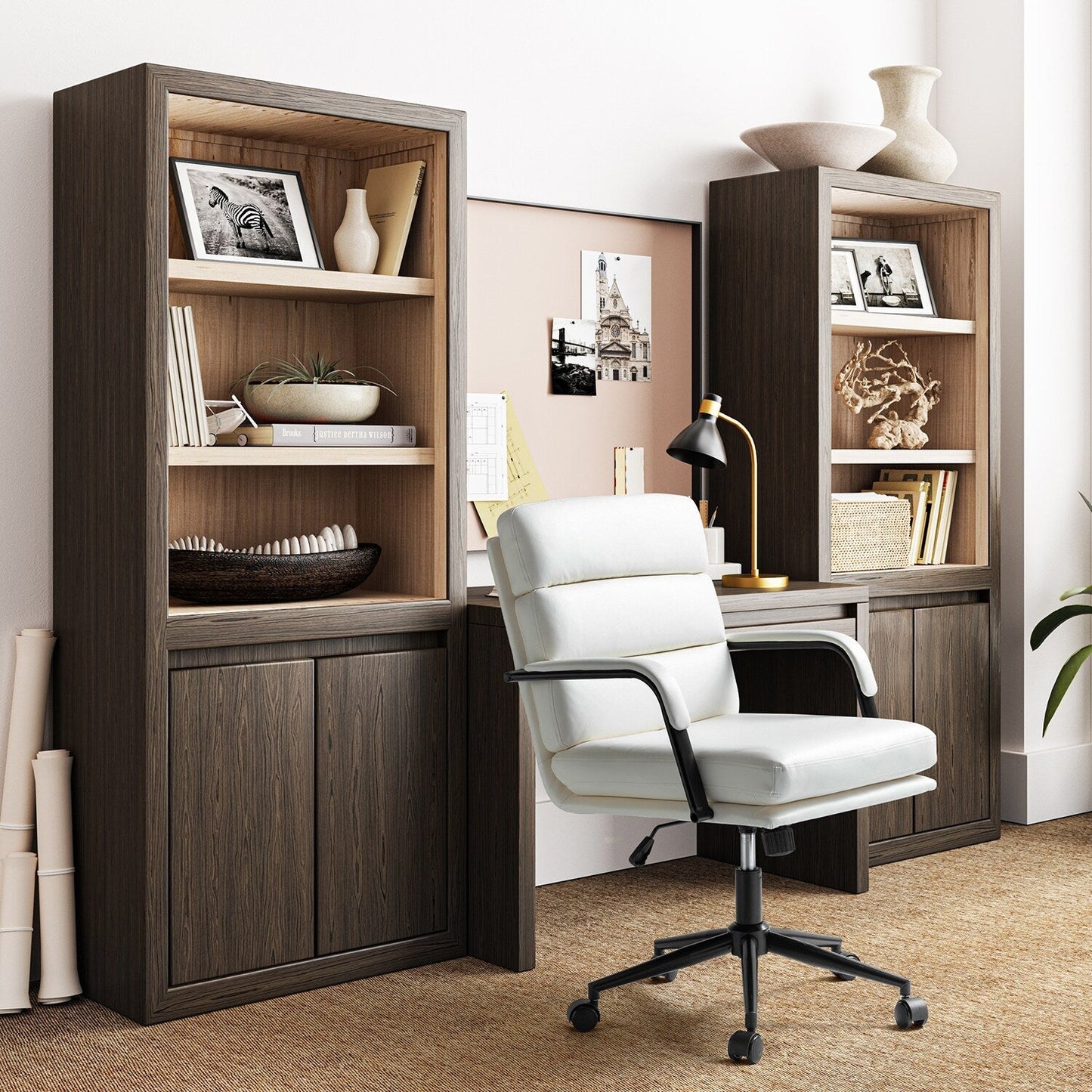 Chaise de bureau moderne en simili cuir Joseph avec verrouillage d'inclinaison et basculement central de HULALA HOME