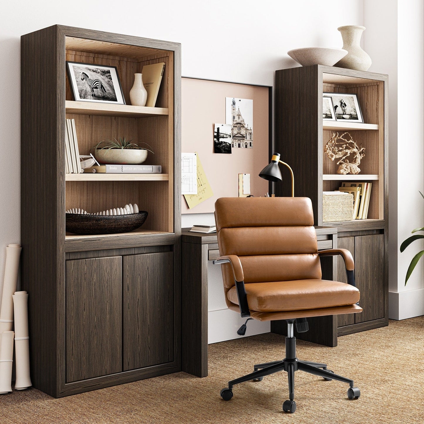 Chaise de bureau moderne en simili cuir Joseph avec verrouillage d'inclinaison et basculement central de HULALA HOME