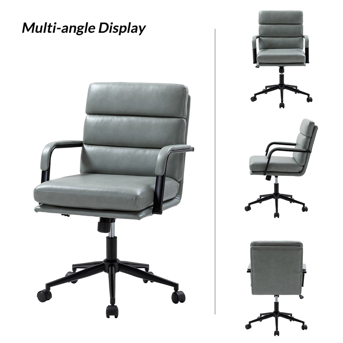 Chaise de bureau moderne en simili cuir Joseph avec verrouillage d'inclinaison et basculement central de HULALA HOME