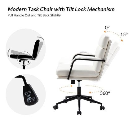 Chaise de bureau moderne en simili cuir Joseph avec verrouillage d'inclinaison et basculement central de HULALA HOME