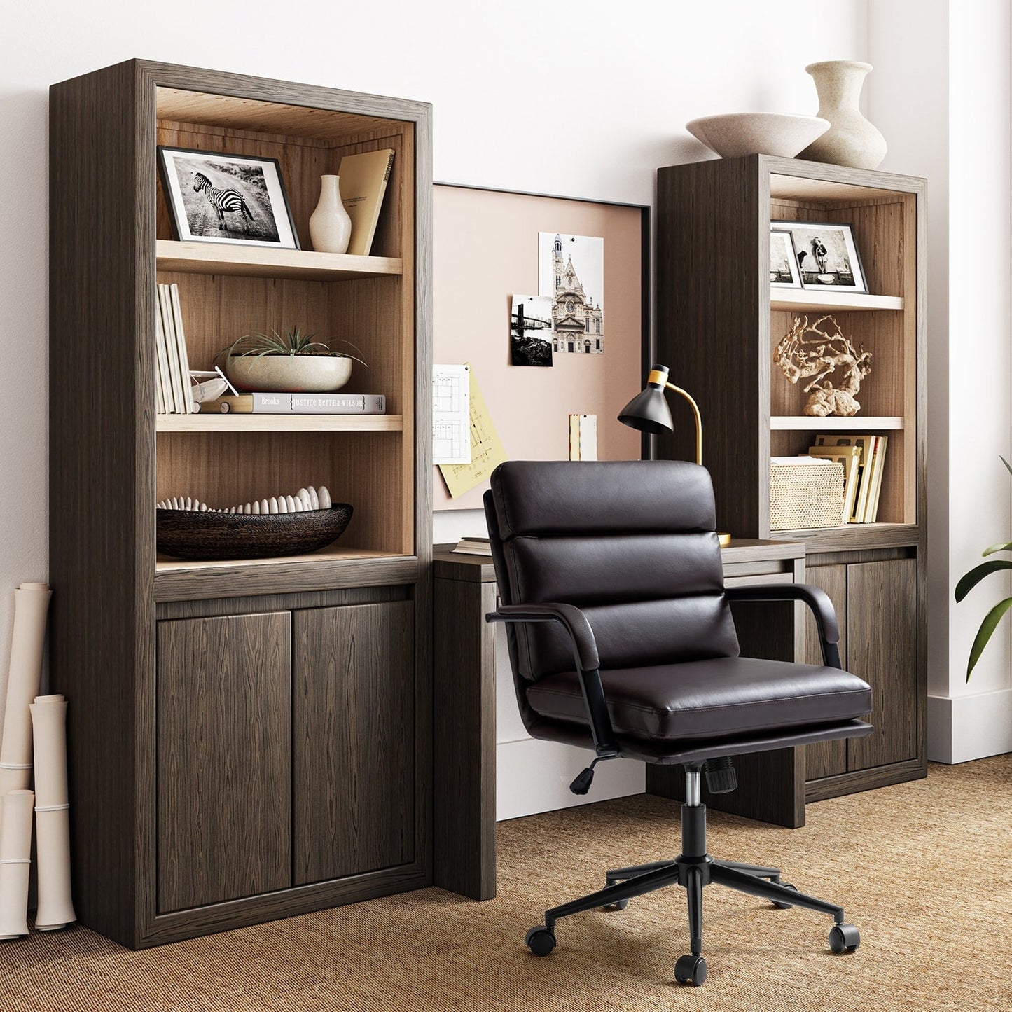 Chaise de bureau moderne en simili cuir Joseph avec verrouillage d'inclinaison et basculement central de HULALA HOME