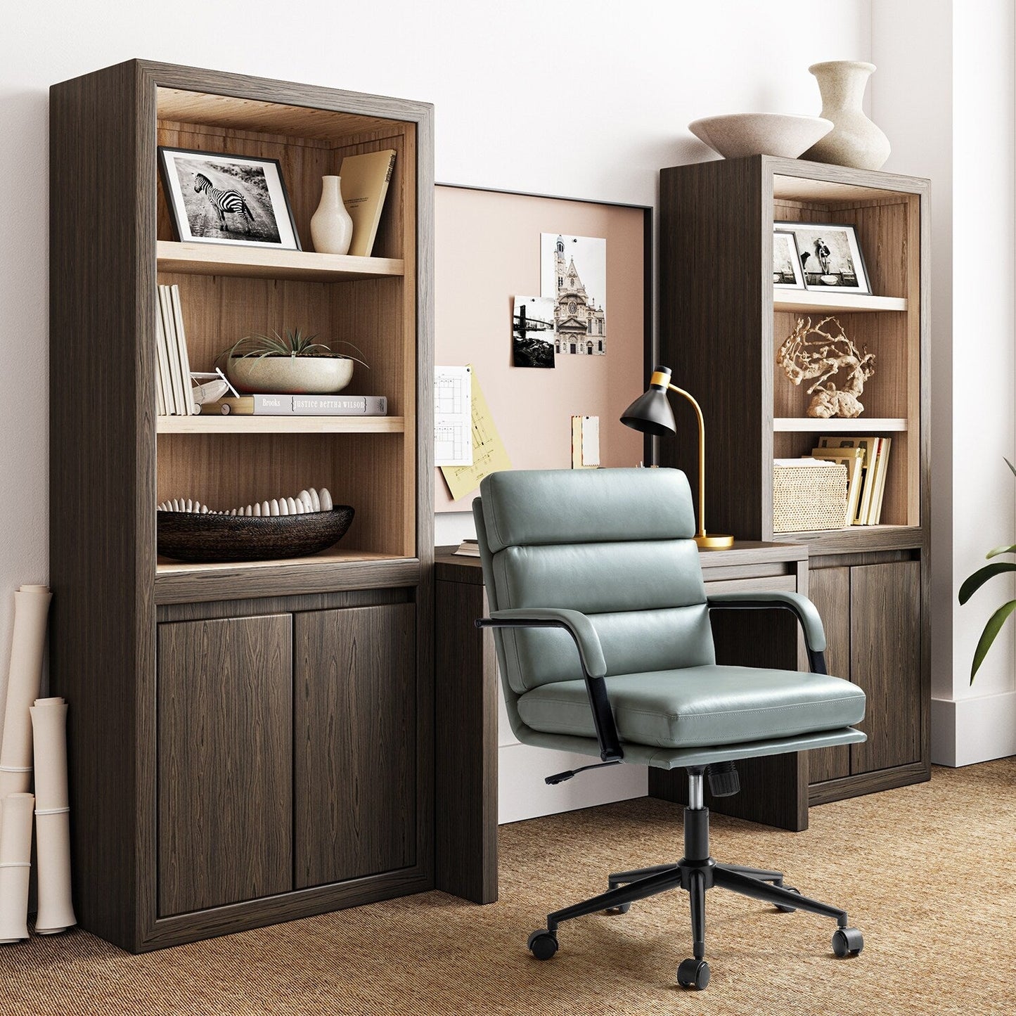 Chaise de bureau moderne en simili cuir Joseph avec verrouillage d'inclinaison et basculement central de HULALA HOME