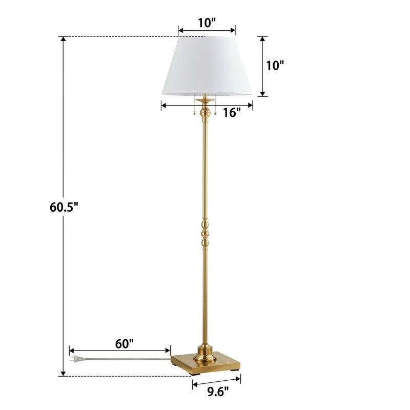 KAWOTI 60.5'' 2-Light Floor Lamp with Empire Fabric Shade