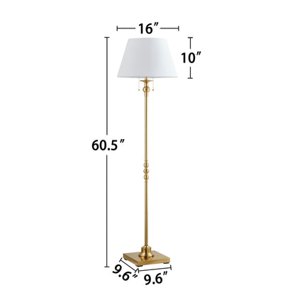 KAWOTI 60.5'' 2-Light Floor Lamp with Empire Fabric Shade
