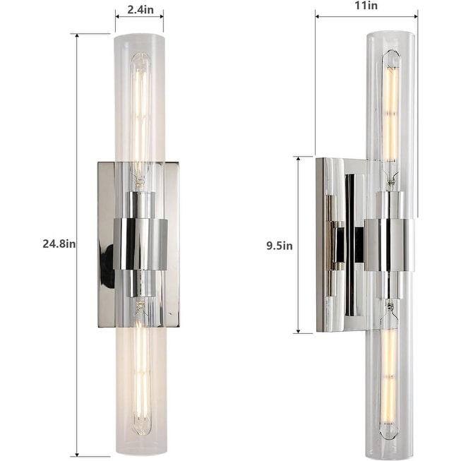Appliques murales en verre modernes KAYLA, éclairage mural intérieur, luminaires muraux, luminaire de coiffeuse avec abat-jour en verre (lot de 2)
