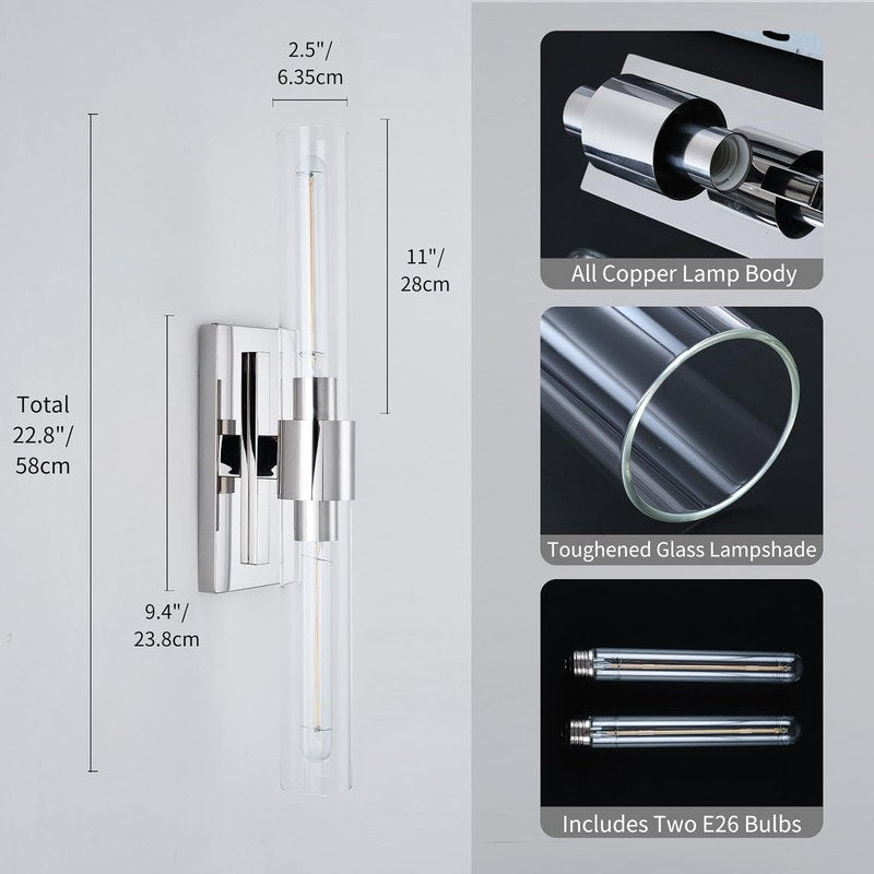 Appliques murales en verre modernes KAYLA, éclairage mural intérieur, luminaires muraux, luminaire de coiffeuse avec abat-jour en verre (lot de 2)