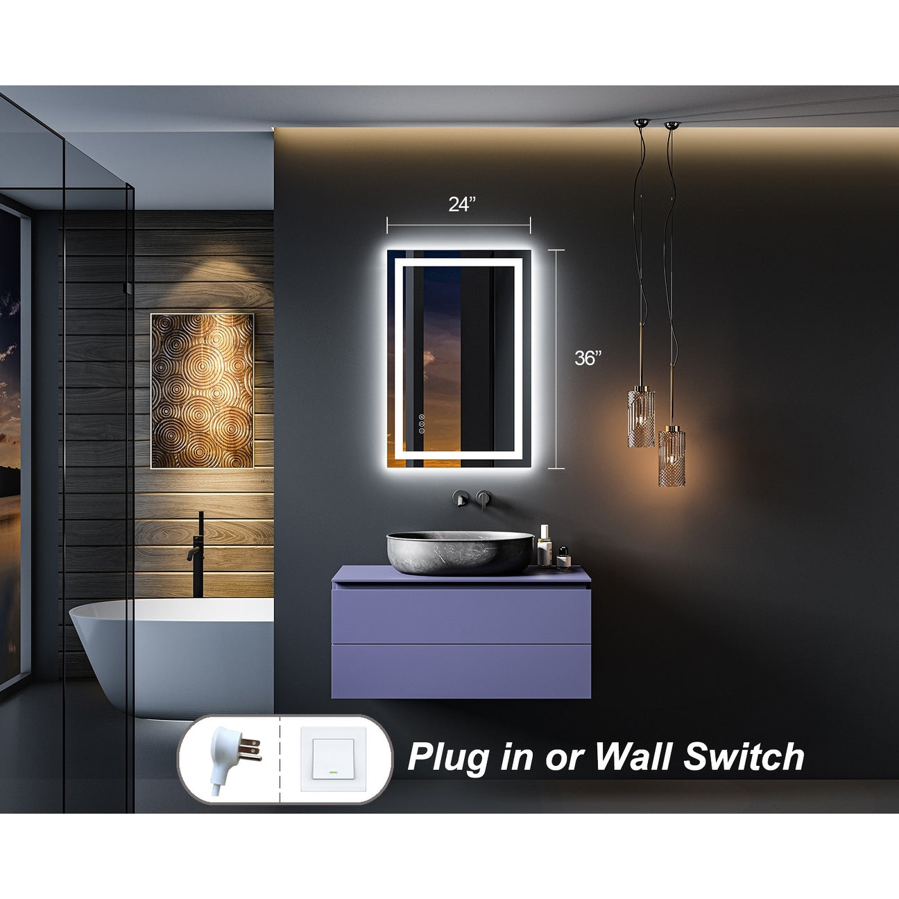 KIOTEE Super Bright Anti-fog LED Bathroom Mirror with Backlit and Front Lighting 3-Year Warranty