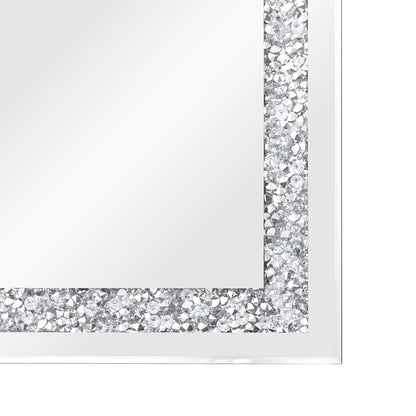 KOHROS Silver Rectangle Crystal Decorative Wall Mirror