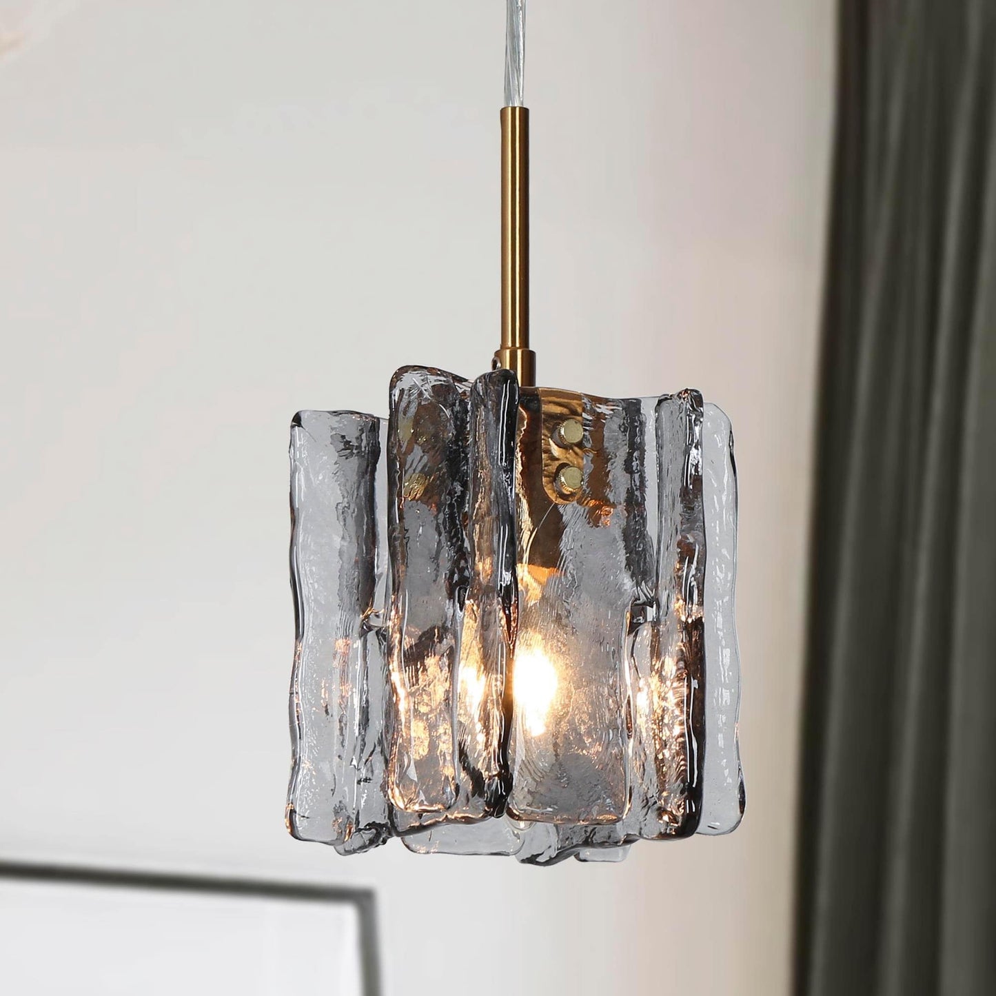 Suspension moderne Kasy à 1 lumière, luminaire en verre pour îlot de cuisine ou salle à manger