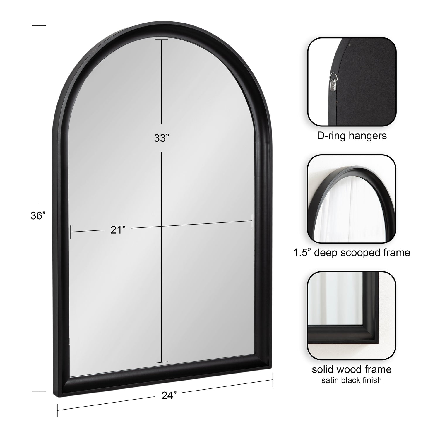 Miroir mural en bois à arche Hatherleigh de Kate and Laurel