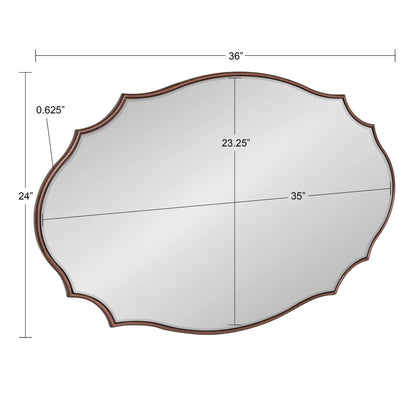 Kate and Laurel Leanna Miroir mural ovale à bords festonnés