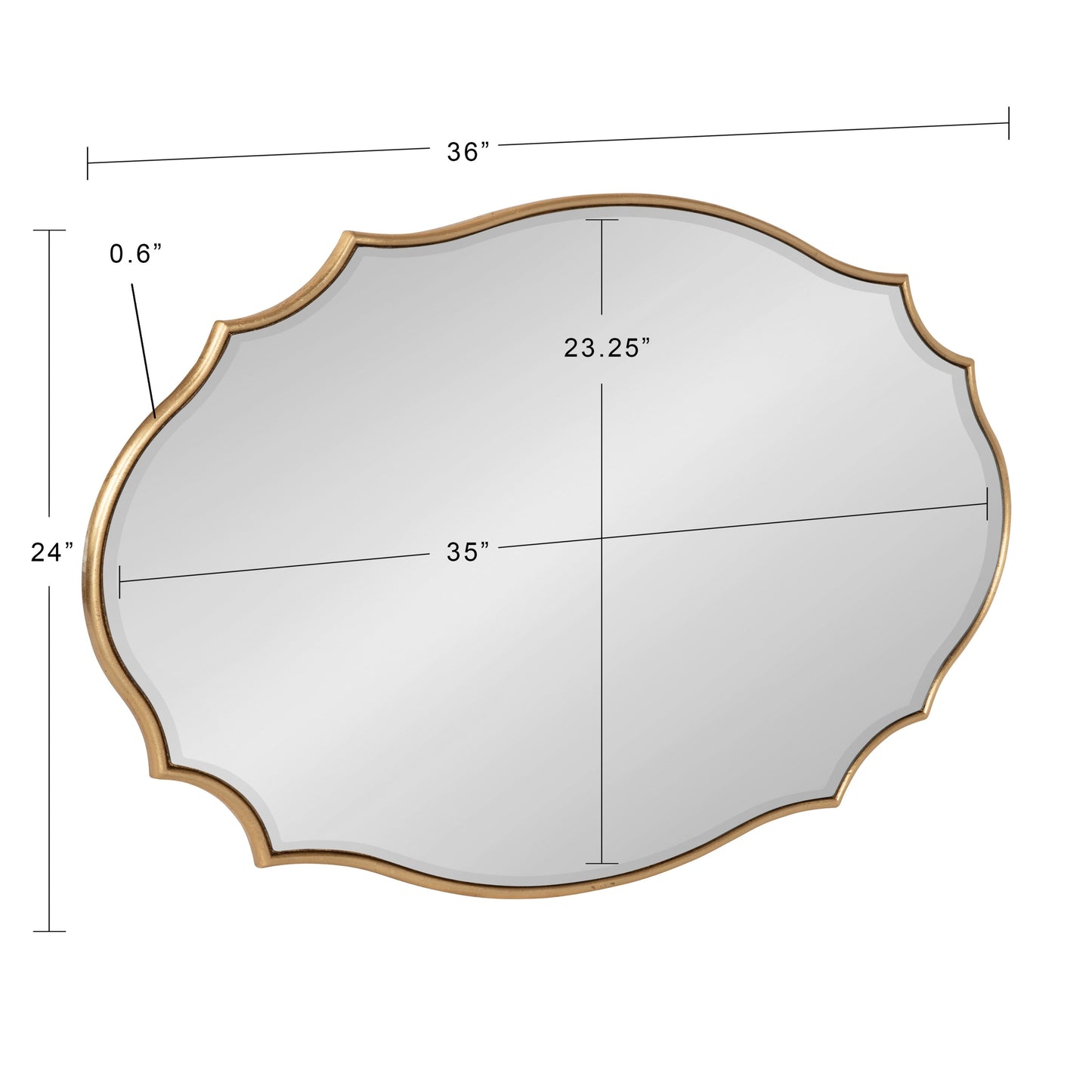 Kate and Laurel Leanna Miroir mural ovale à bords festonnés
