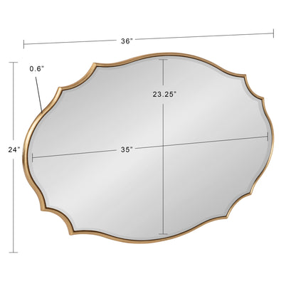 Kate and Laurel Leanna Miroir mural ovale à bords festonnés