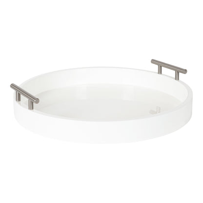 Kate and Laurel Lipton Round Decorative Tray with Metal Handles