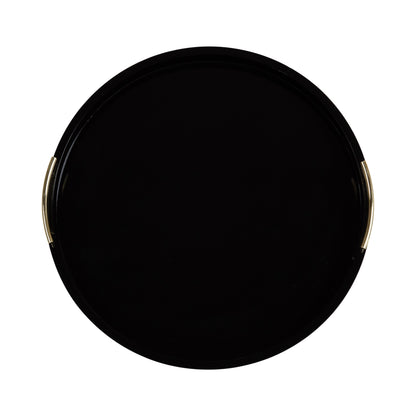 Kate and Laurel Lipton Round Decorative Tray with Metal Handles